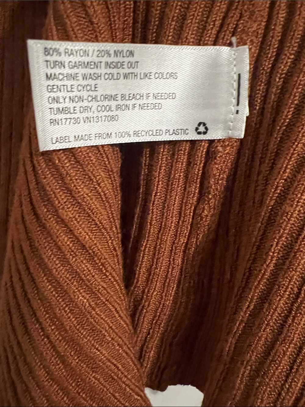 wild fable Ribbed Button-Front Rust Long Cardigan - Picture 4 of 4